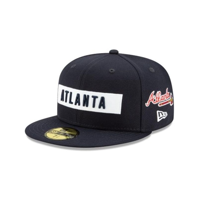 Atlanta Braves Gorra | New Era MLB Boxed Wordmark 59fifty Fitted Cap Mexico - Azules
